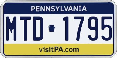PA license plate MTD1795