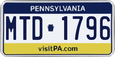 PA license plate MTD1796