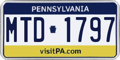 PA license plate MTD1797