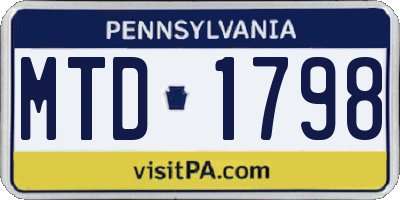 PA license plate MTD1798