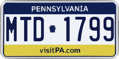 PA license plate MTD1799