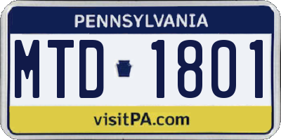 PA license plate MTD1801