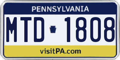 PA license plate MTD1808