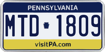PA license plate MTD1809