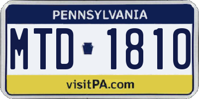 PA license plate MTD1810