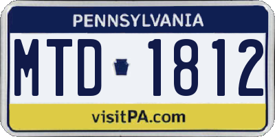 PA license plate MTD1812