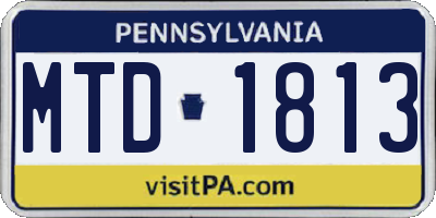 PA license plate MTD1813