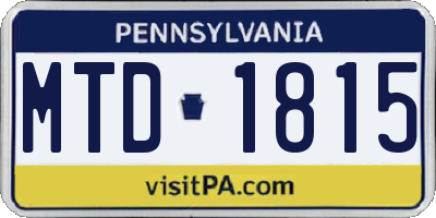 PA license plate MTD1815