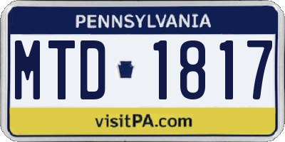 PA license plate MTD1817