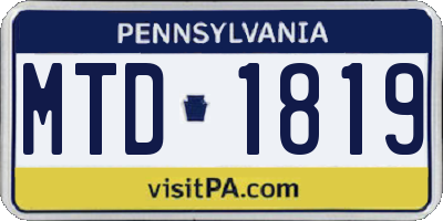PA license plate MTD1819