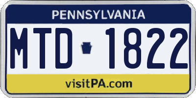 PA license plate MTD1822