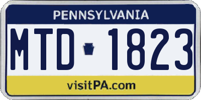 PA license plate MTD1823