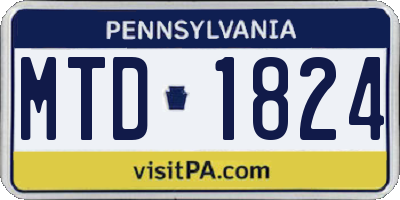 PA license plate MTD1824