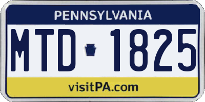 PA license plate MTD1825