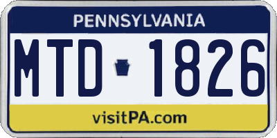 PA license plate MTD1826