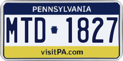 PA license plate MTD1827
