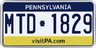 PA license plate MTD1829