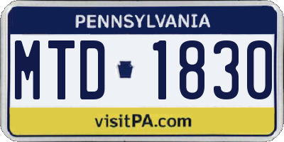 PA license plate MTD1830