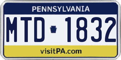 PA license plate MTD1832