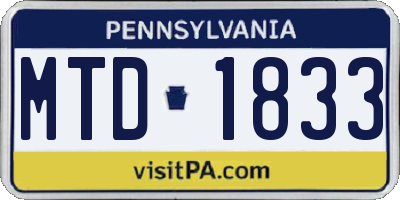 PA license plate MTD1833