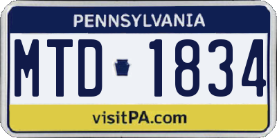 PA license plate MTD1834