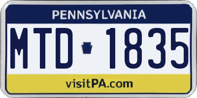 PA license plate MTD1835