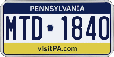 PA license plate MTD1840