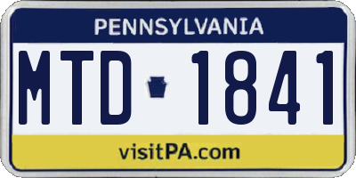 PA license plate MTD1841