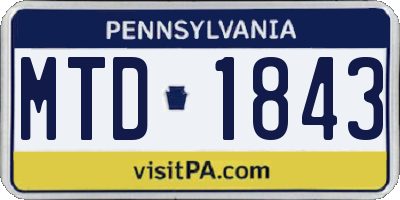 PA license plate MTD1843