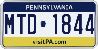 PA license plate MTD1844