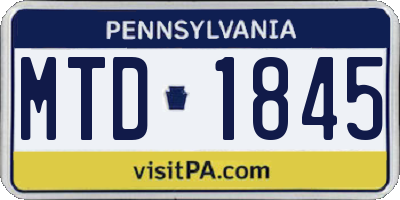 PA license plate MTD1845