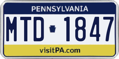 PA license plate MTD1847