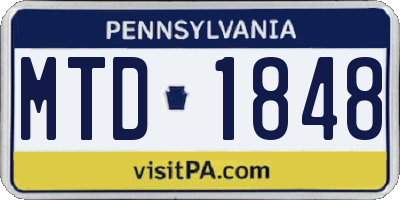 PA license plate MTD1848