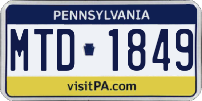 PA license plate MTD1849