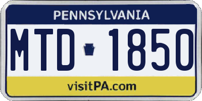PA license plate MTD1850