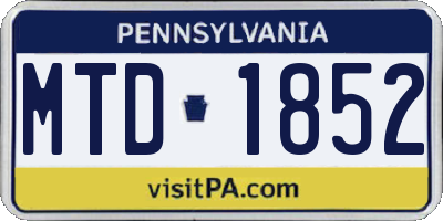 PA license plate MTD1852