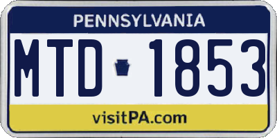 PA license plate MTD1853