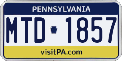 PA license plate MTD1857