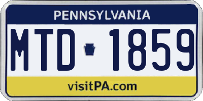 PA license plate MTD1859