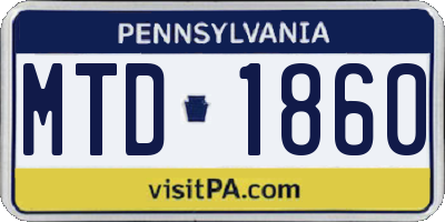 PA license plate MTD1860