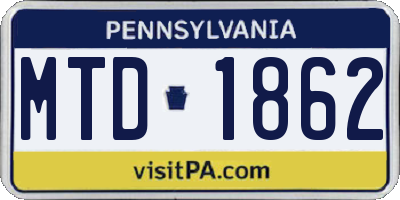PA license plate MTD1862