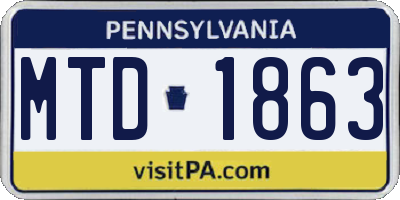 PA license plate MTD1863