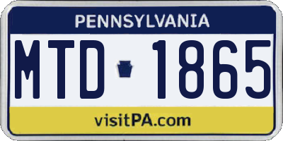 PA license plate MTD1865