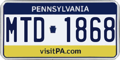 PA license plate MTD1868