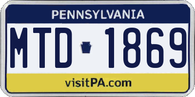 PA license plate MTD1869