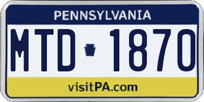 PA license plate MTD1870