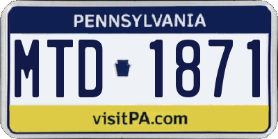 PA license plate MTD1871