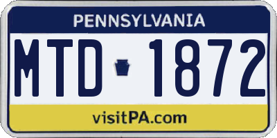 PA license plate MTD1872