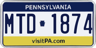 PA license plate MTD1874