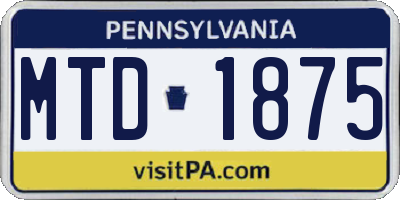 PA license plate MTD1875